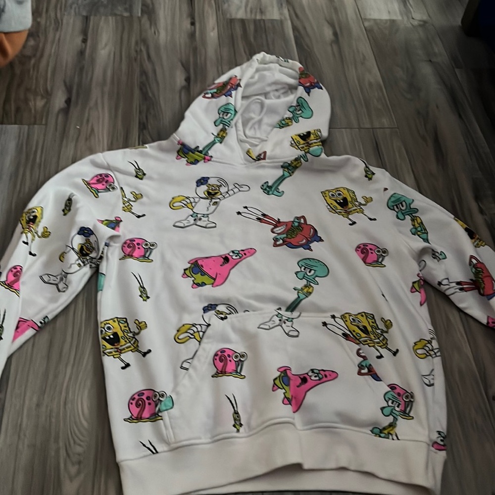 spongebob hoodie,white,nickelodeon small,used